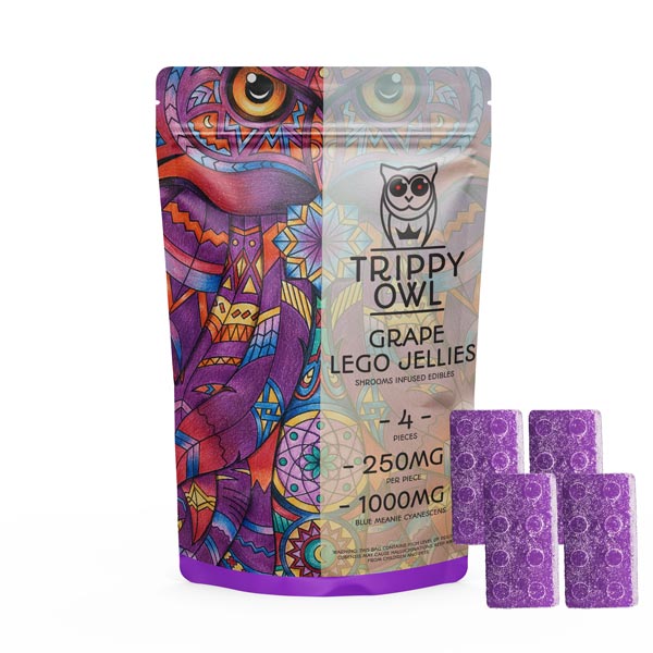Trippy Owl – 1000mg – Grape Lego Jellies - Buy Delics Canada Trippy Owl – 1000mg – Grape Lego Jellies